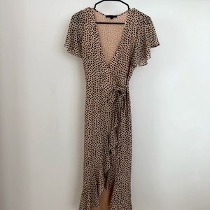 Animal print midi wrap dress